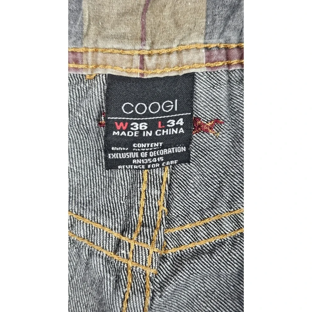 Vtg Coogi Jeans Mens 36x34 Black Embroidered‎ Punk Grunge Streetwear Hiphop